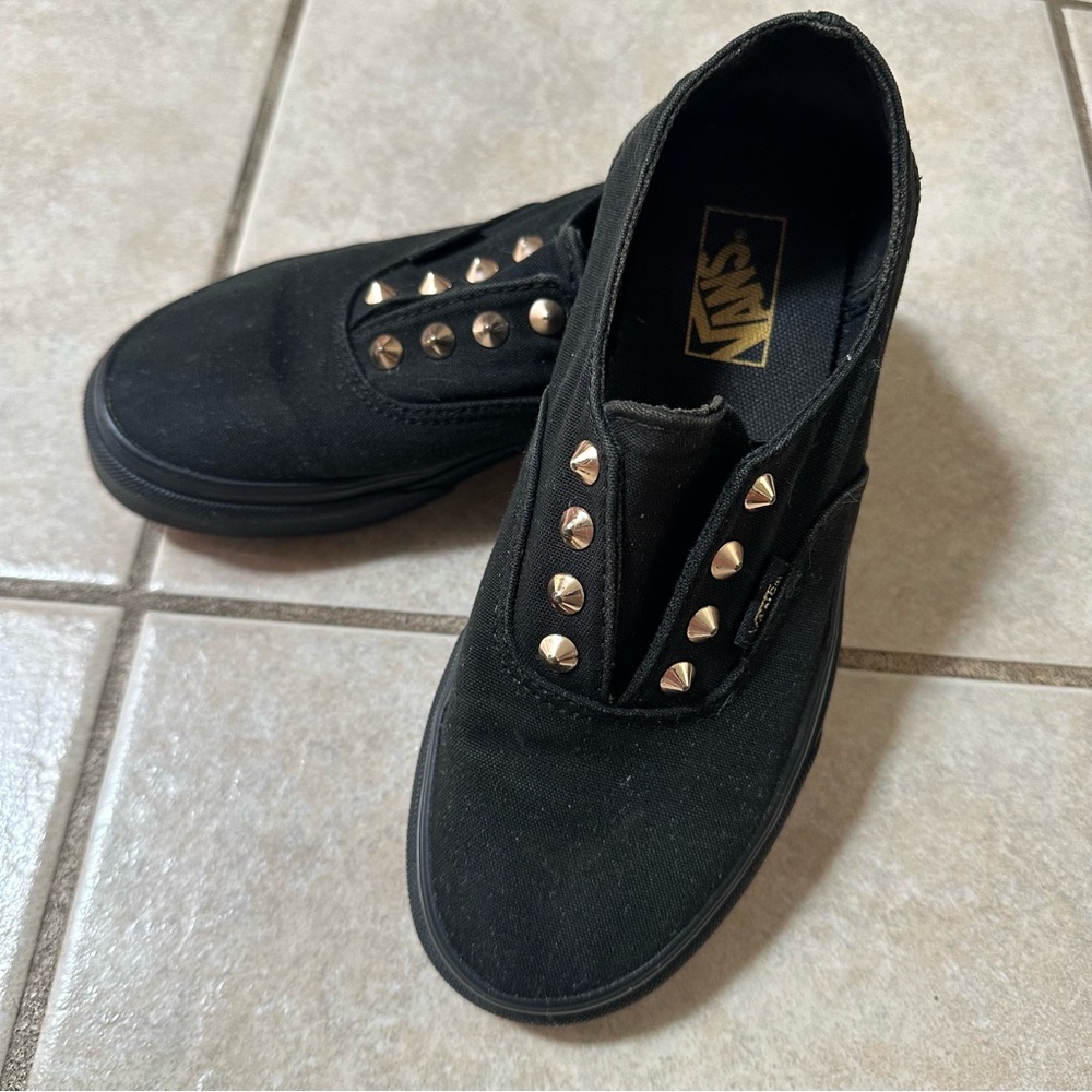 VANS Slip-On Sneakers with Gold Accents